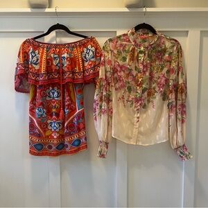 🍅FLYING TOMATO 🍅 •2-PIECE BUNDLE. •Off Shoulder Boho Dress~Floral Blouse SMALL